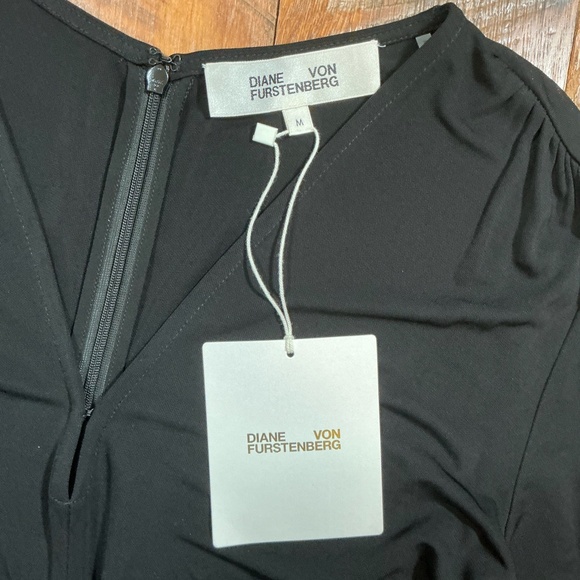 Diane von Furstenberg DVF Black Jersey Dress Midi Long Sleeve Size Medium NWT - Picture 8 of 16